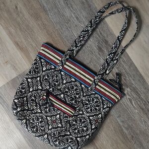 Stylish Vera Bradley Black and White Patterned Tote Bag